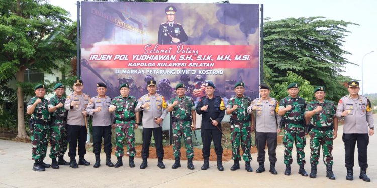 Kapolda Sulsel Kunjungan Silaturahmi ke Mako Divisi 3 Kostrad, Perkuat Sinergitas dan Jaga Kamtibmas Menjelang Pilkada