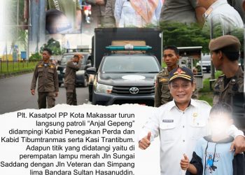 Jaga Ketertiban Umum, Satpol PP Makassar Bersama Dinsos Gelar Patroli Jalan