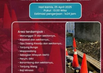 PDAM Makassar Tangani Kebocoran Pipa di Manunggal 31, Sejumlah Wilayah Terdampak