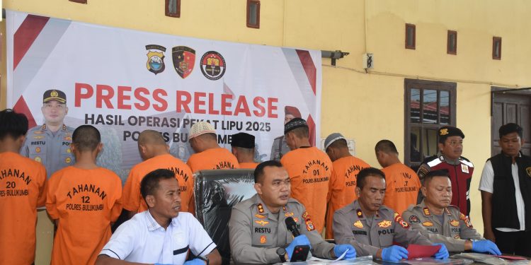 Operasi Pekat Lipu 2025: Polres Bulukumba Amankan 9 Tersangka
