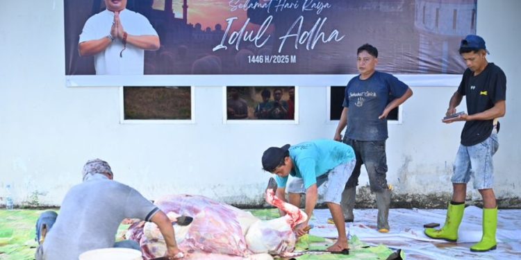 Momen Idul Adha, PDAM Makassar Sembelih 12 Ekor Kurban Untuk Dibagikan
