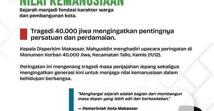 Kepala Disperkim Makassar Hadiri Peringatan Hari Korban 40.000 Jiwa ke-