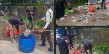 Gotong Royong Wujudkan Lingkungan Bersih, Warga RT 01 Pattunuang Kerja Bakti Bersama PKL