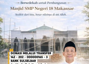 Pembangunan Mushallah Nurul Ilmi di SMP Negeri 18 Makassar Memasuki Tahap Akhir