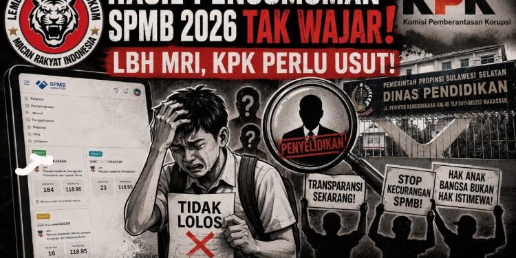 Siswa Tidak Terdaftar Diduga Lulus SPMB 2026, LBH MRI Minta Pertanggung Jawaban Dinas Pendidikan Sulsel