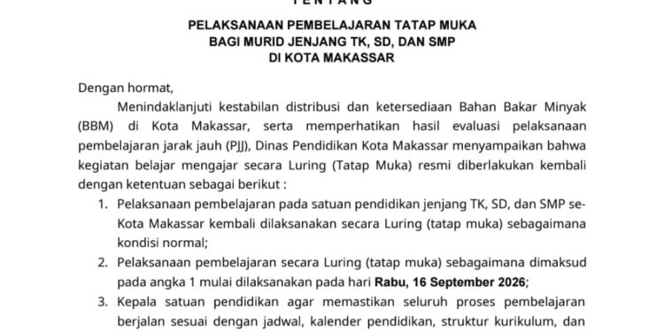 Antrean BBM Mulai Longgar, Disdik Makassar Kembalikan Siswa TK-SMP ke Sekolah Mulai Besok